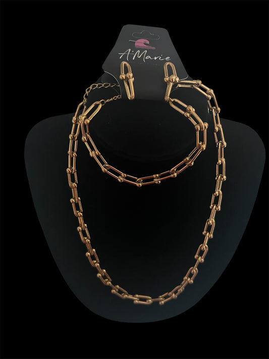 Graduated link necklace set