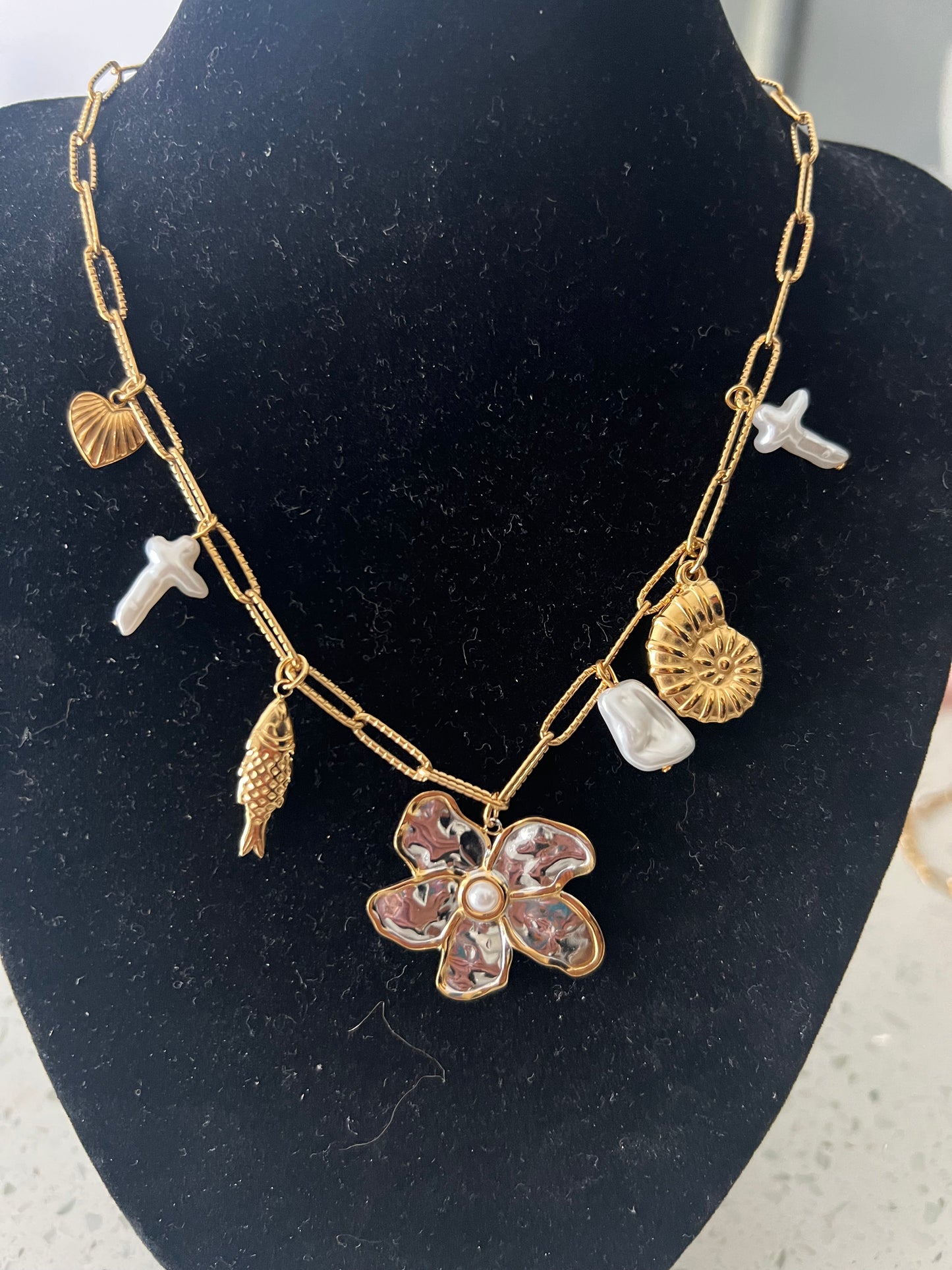 Hibiscus ocean vibes charm necklace