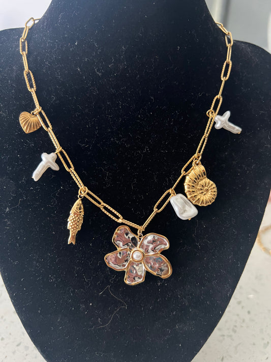 Hibiscus ocean vibes charm necklace