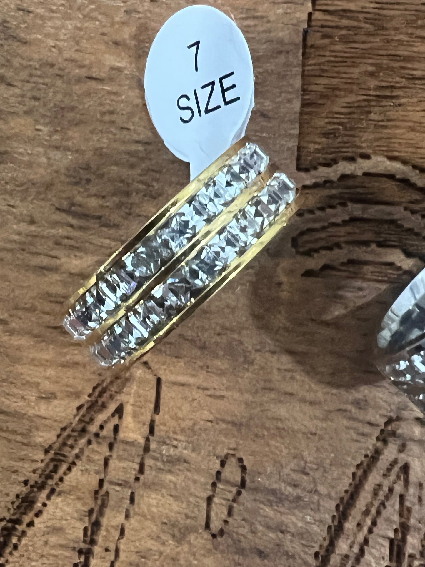 Gold double zircon banded ring