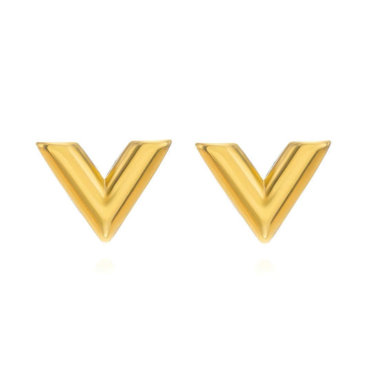 Gold V earrings