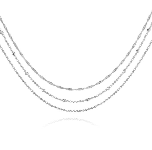 Stainless steel layered 18k white gold plated