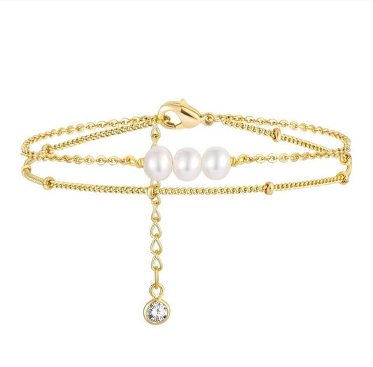 Pearly minimalist double layered bracelet