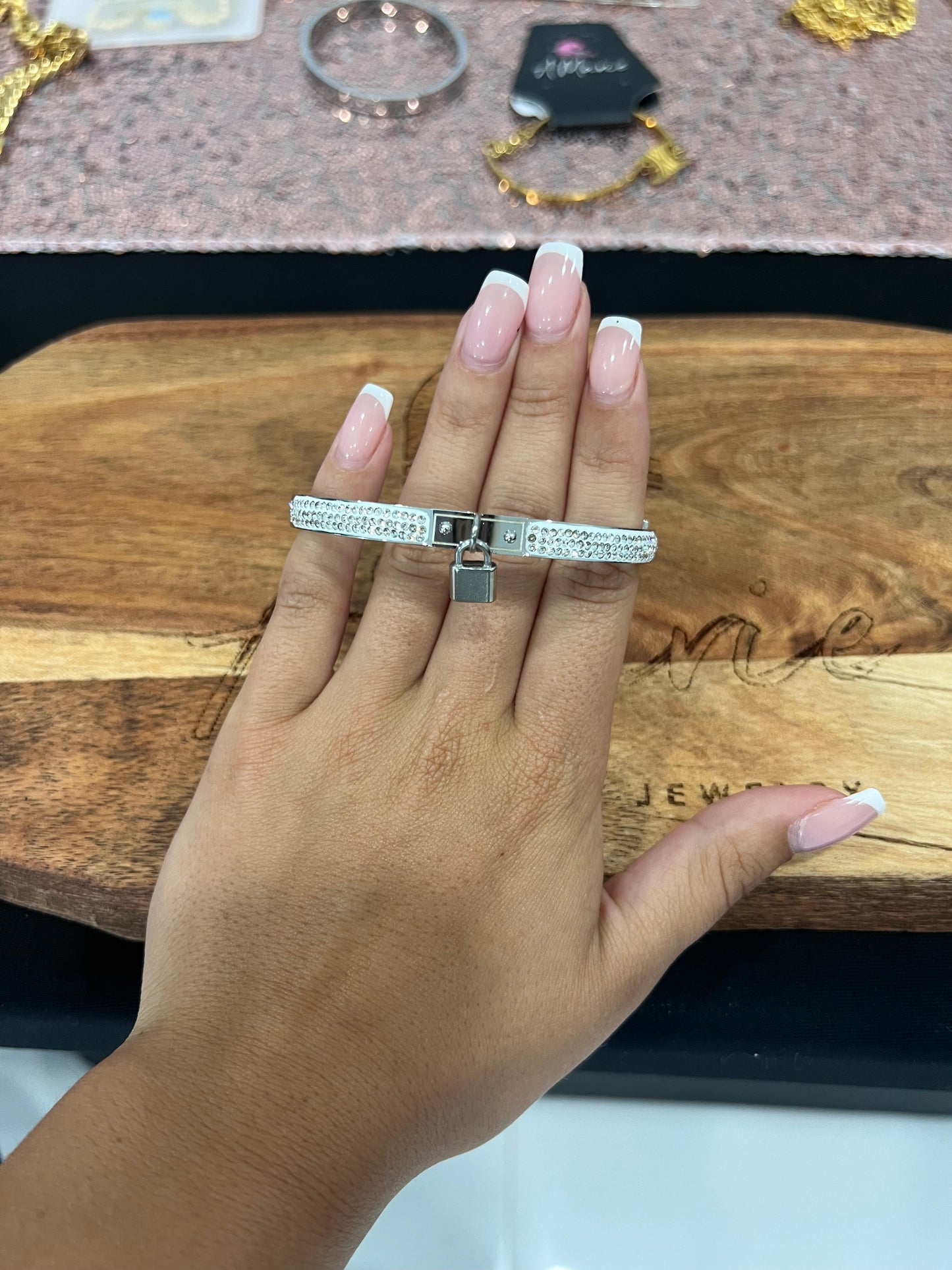 Lock Silver Bangle