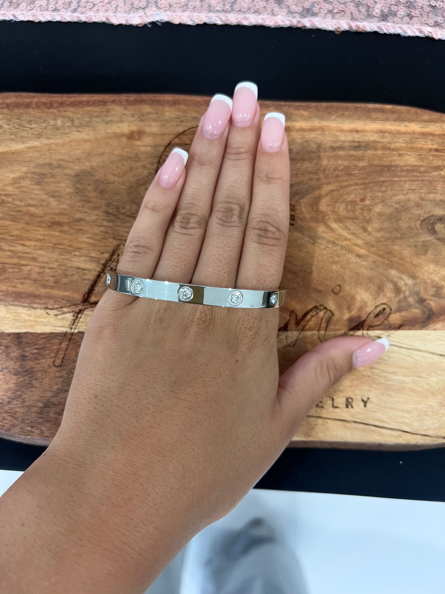 Silver Cartier Dupe Bangle