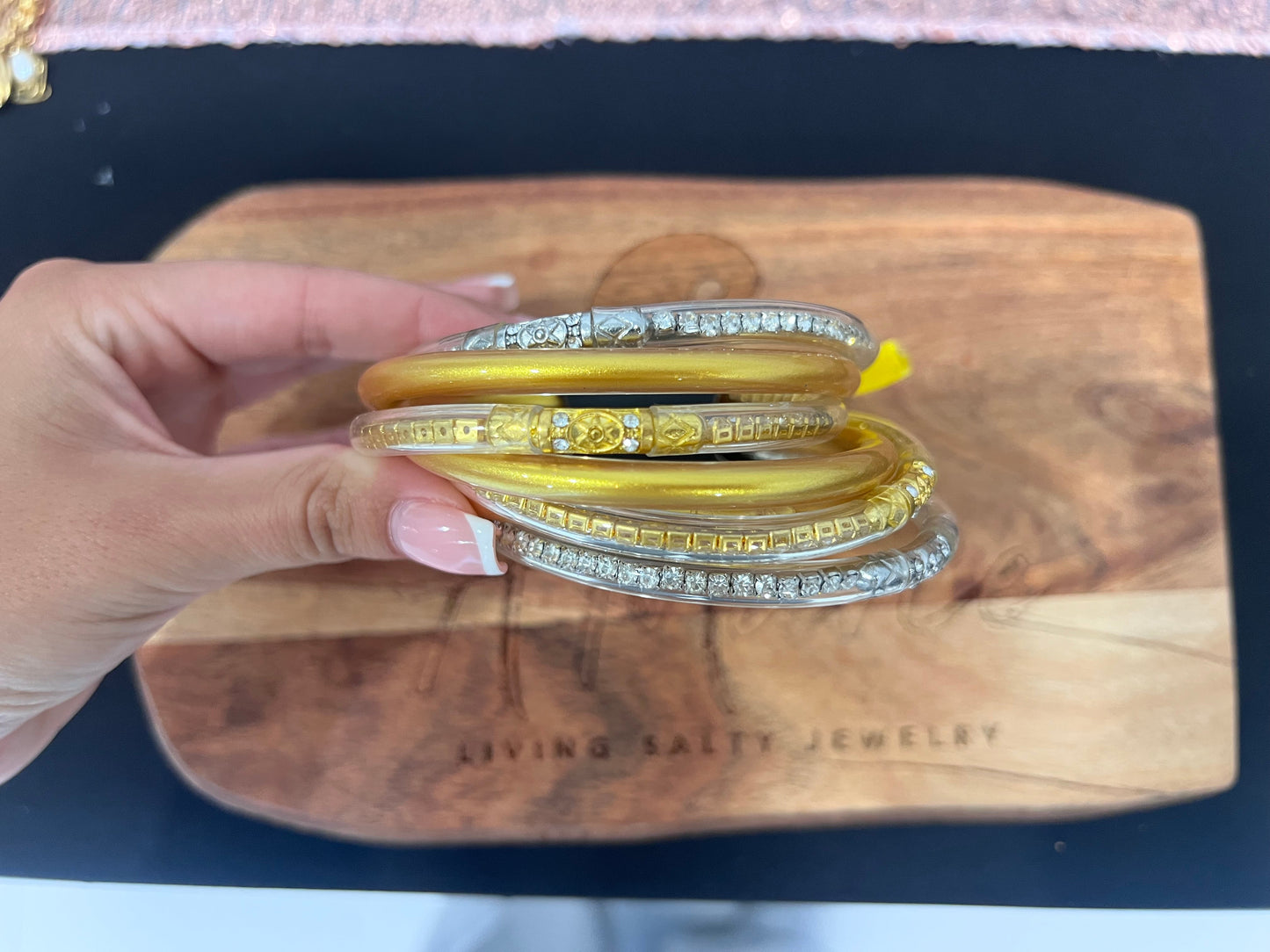 Jelly Bangle Set Gold & Silver