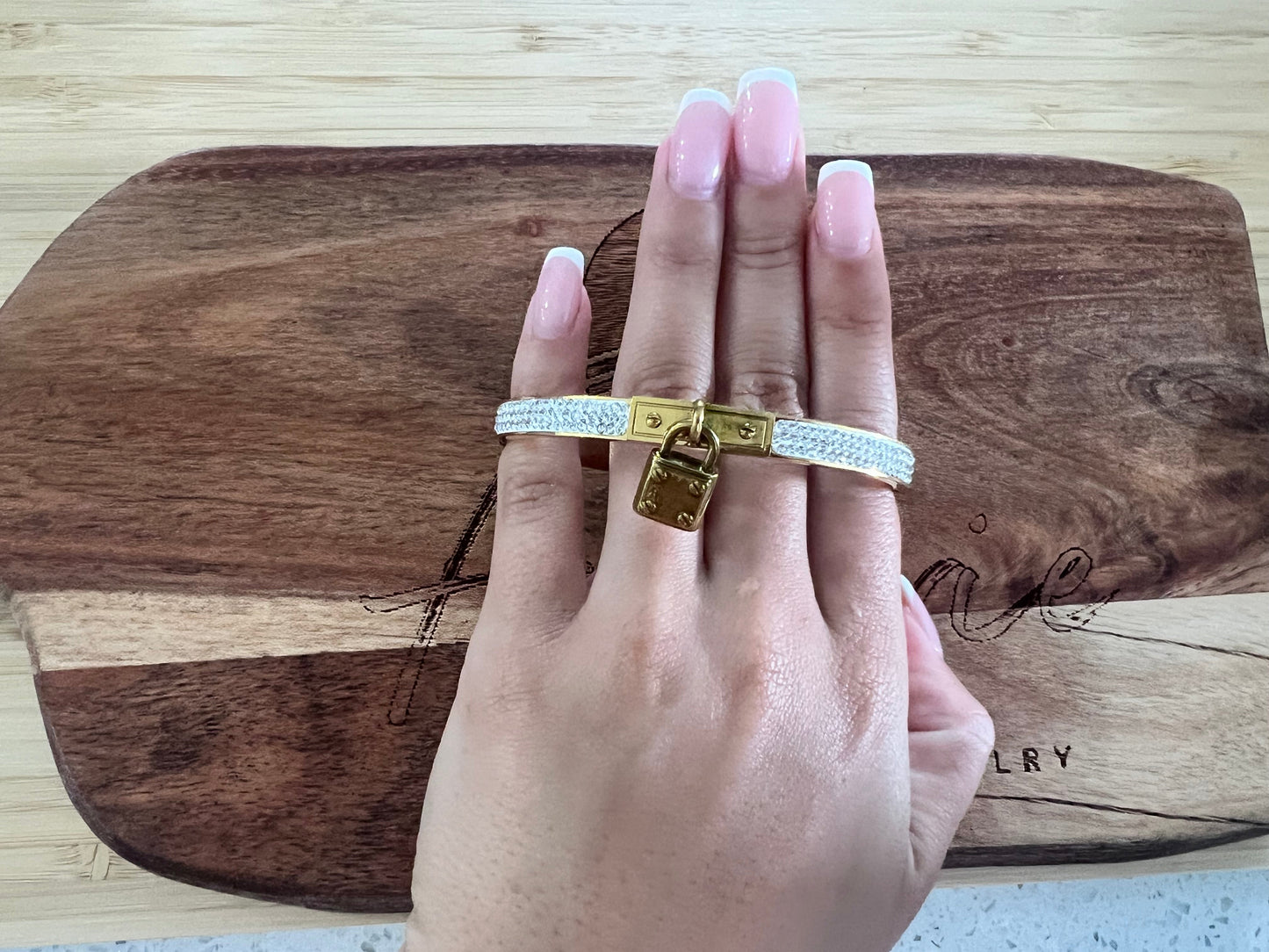 Lock Silver Bangle
