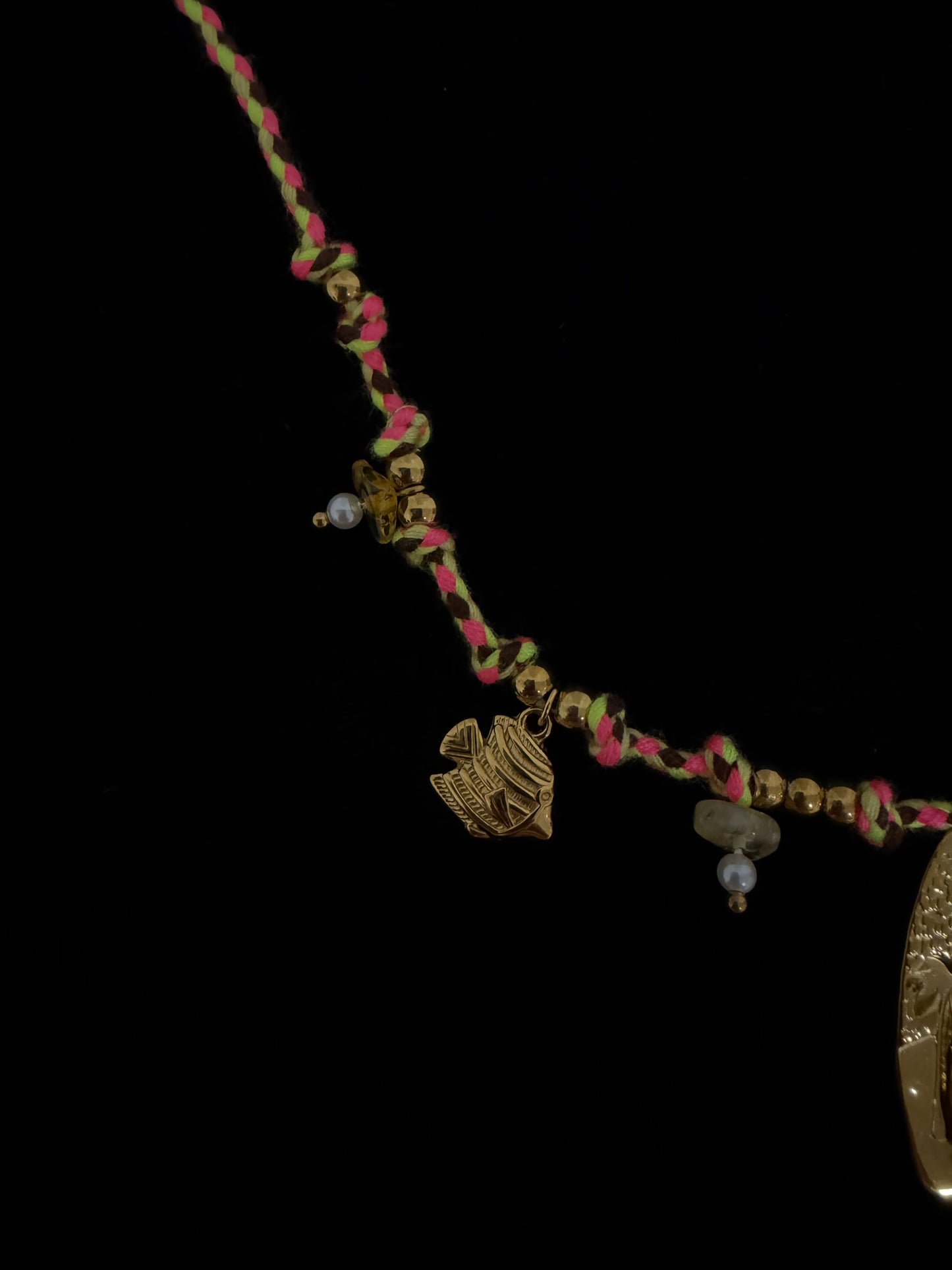 Palm trees and surf rope charm necklace