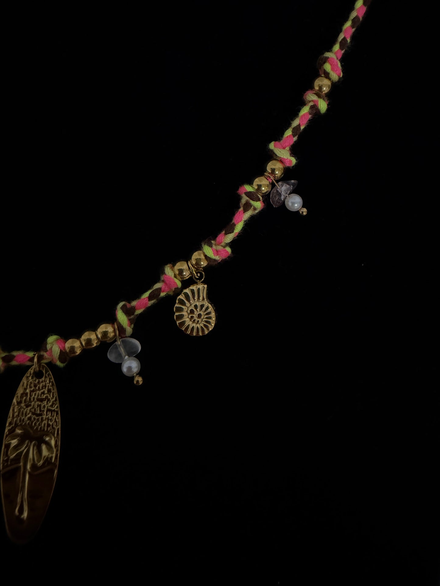 Palm trees and surf rope charm necklace