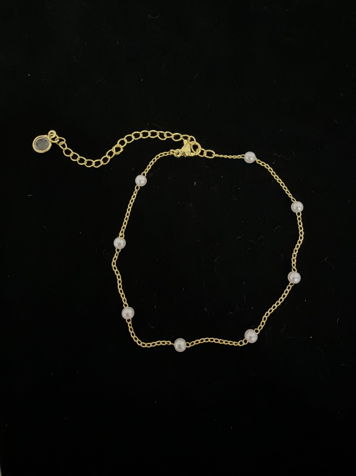 Dainty pearl stackable anklet