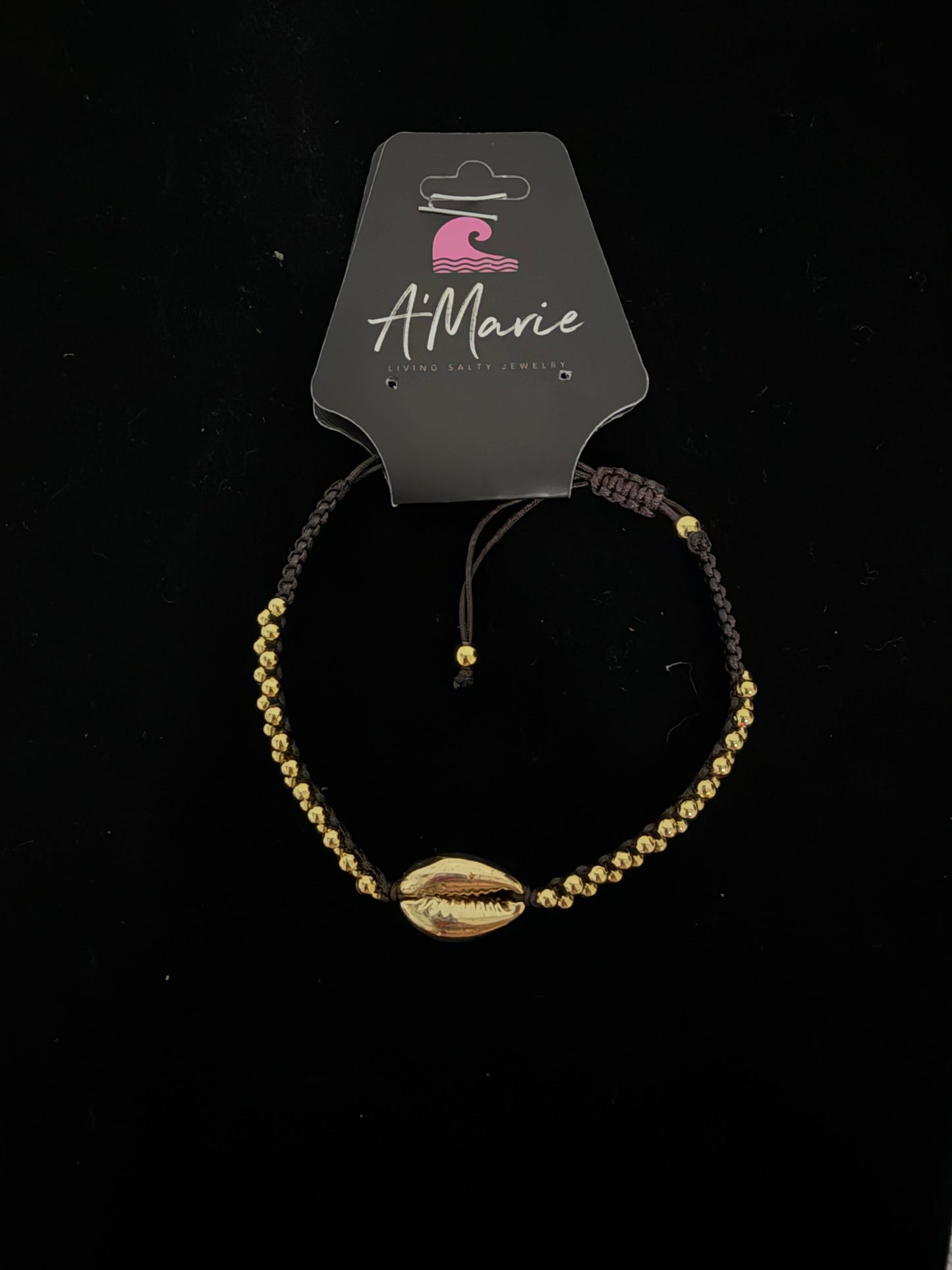 Waterproof handmade braided shell bracelet-brown