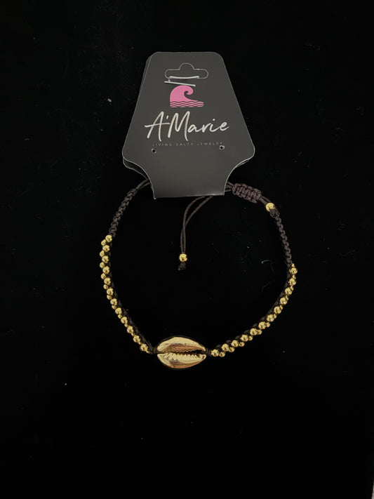 Waterproof handmade braided shell bracelet-brown